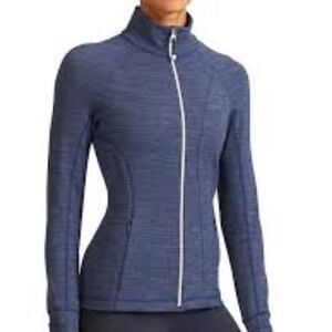 Athleta Blue Striated Hope Zip Front Jacket with Thumb Holes Size Medium